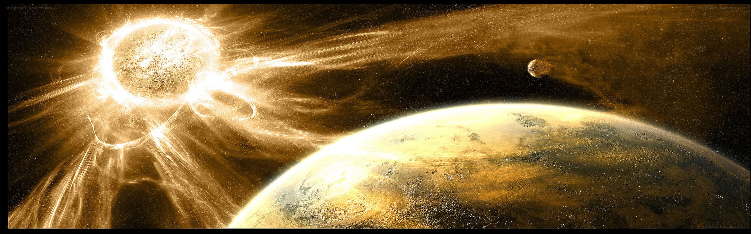 Sun and planet in space