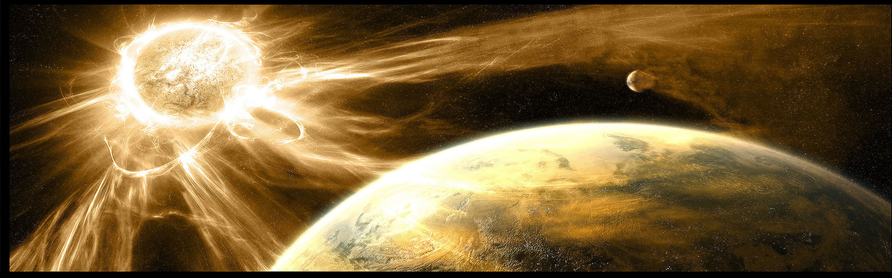 Sun and planet in space