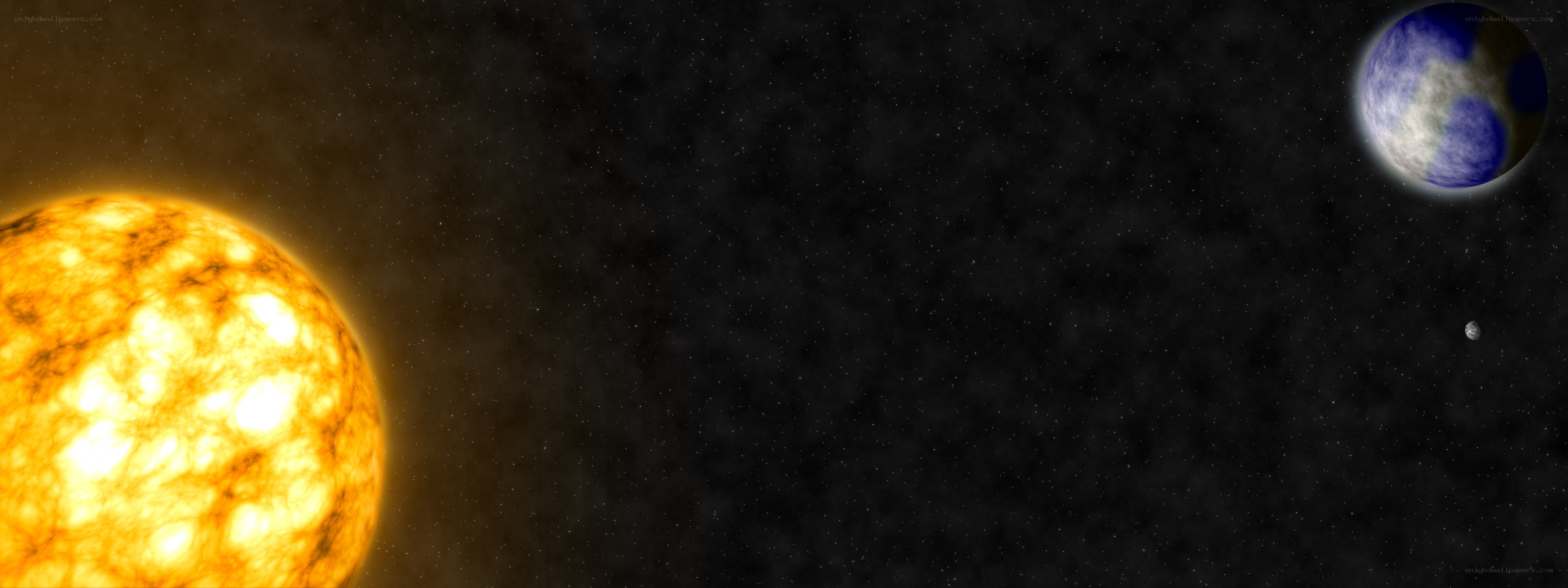 Sun and planet in space