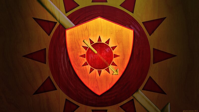 Sun and shield emblem
