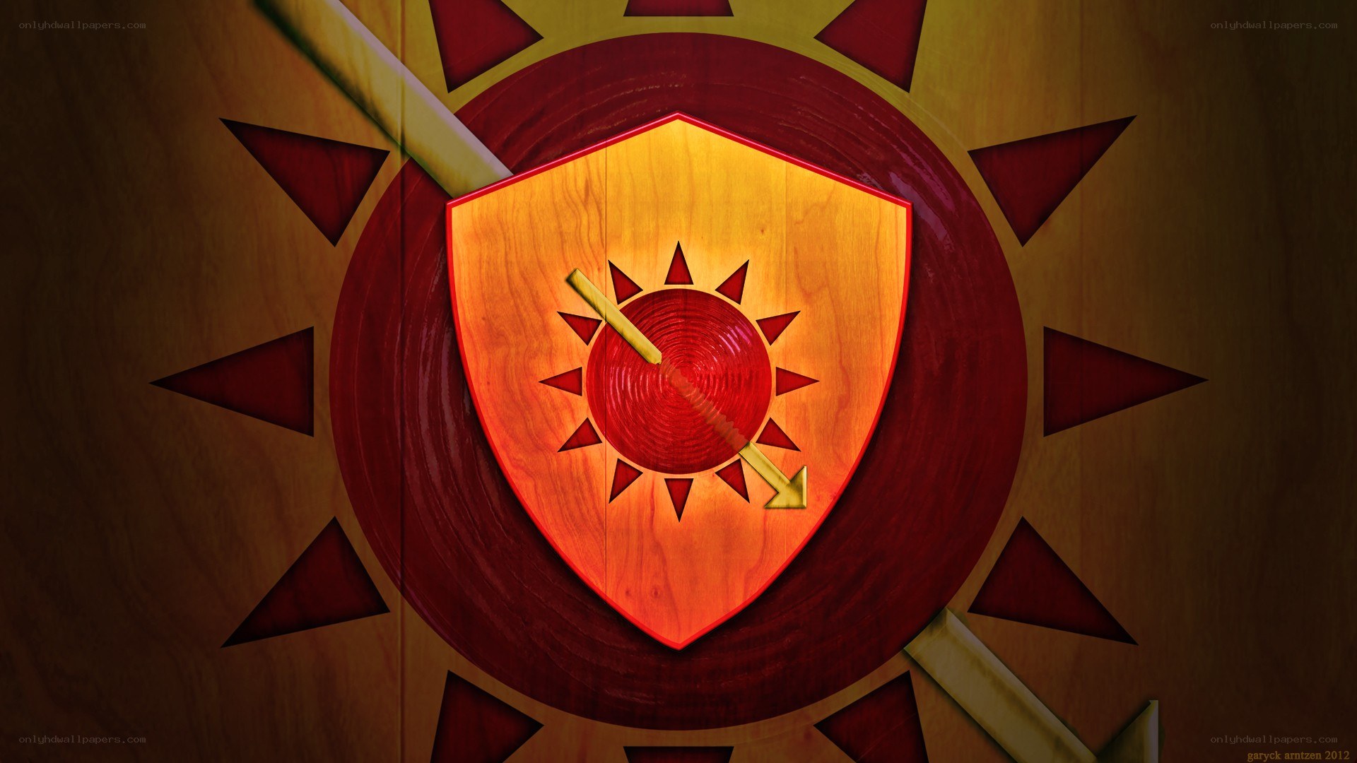 Sun and shield emblem