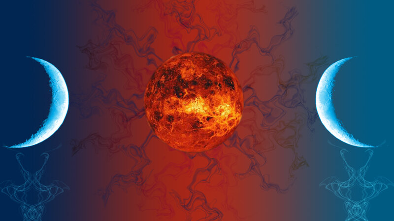 Sun and Two Crescent Moons