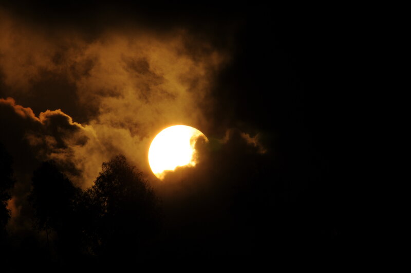 Sun Behind Clouds — Black, Dramatic, Sunset
