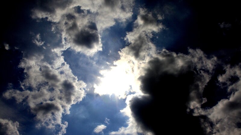 Sun Behind Clouds — Blue, Black