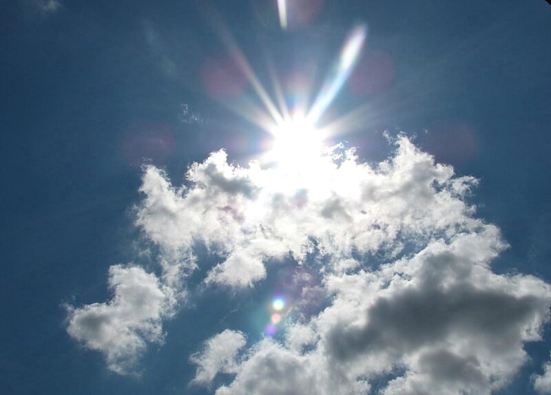 Sun Behind Clouds — Blue, Bright