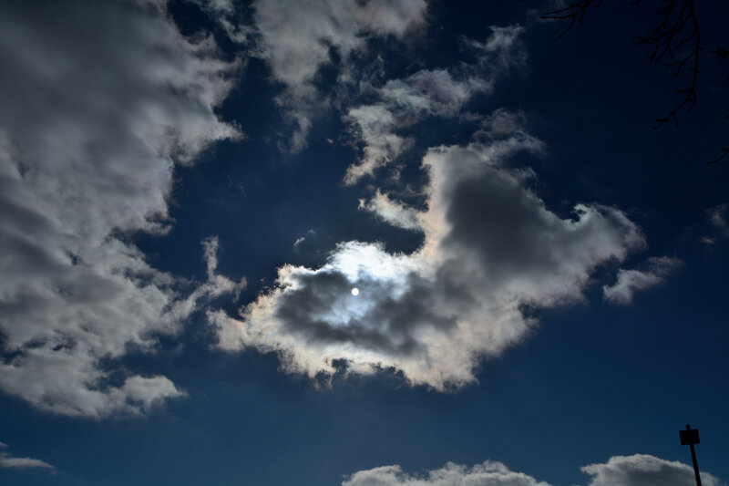 Sun Behind Clouds — Blue, Dramatic, Afternoon, Photograph, Sky, Branches