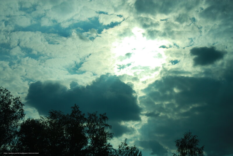 Sun Behind Clouds — Blue, Dramatic, Afternoon, Photograph, Trees