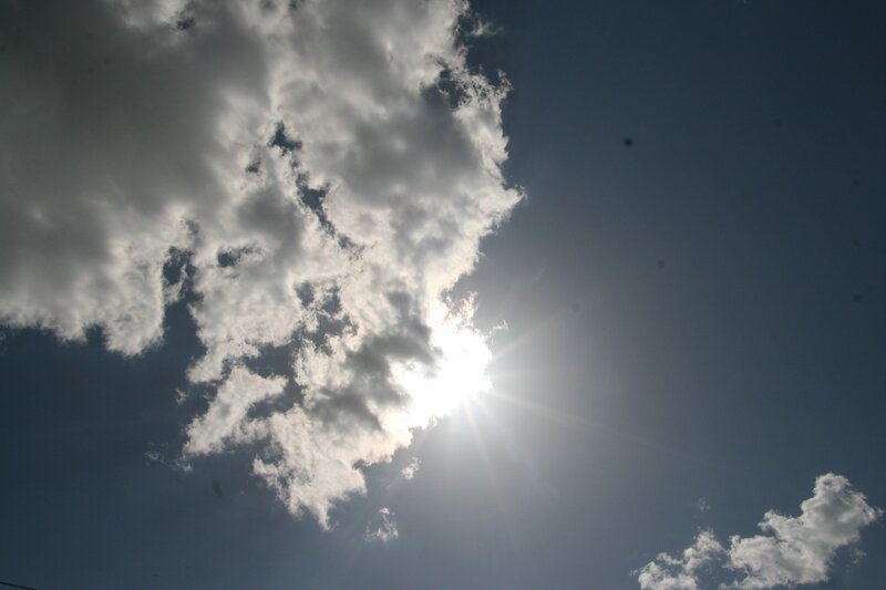 Sun Behind Clouds — Blue, Dramatic, Afternoon, Photograph, White, Yellow