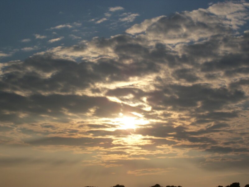Sun Behind Clouds — Blue, Dramatic, Sunset, Photograph