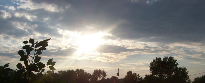 Sun Behind Clouds — Blue, Dramatic, Sunset, Photograph, Trees
