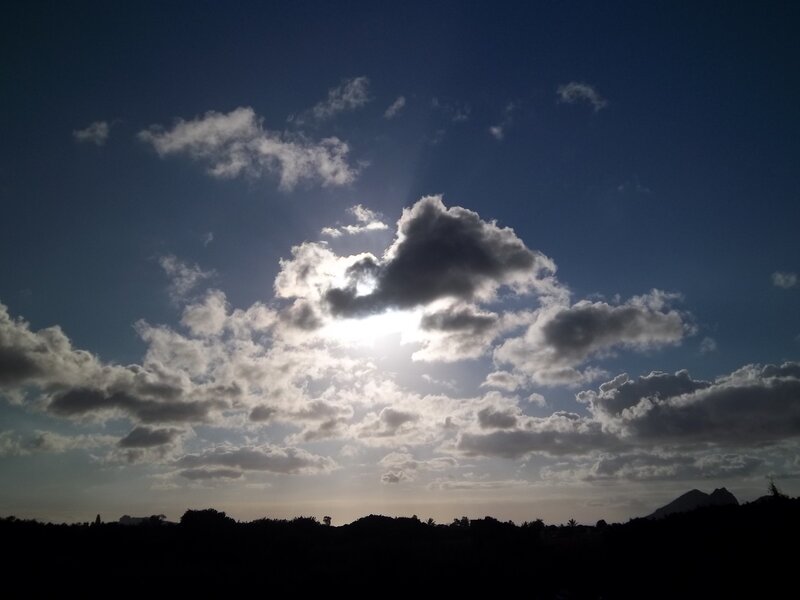 Sun Behind Clouds — Blue, Dramatic, Sunset