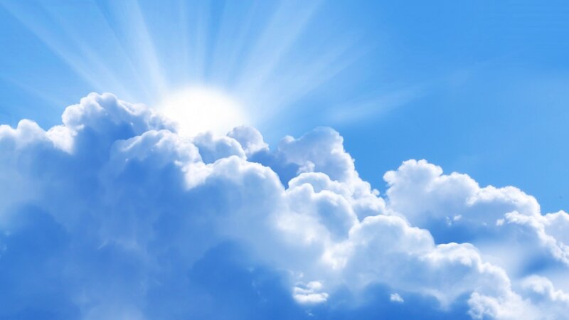 Sun Behind Clouds — Blue, Serene, Morning, Photograph