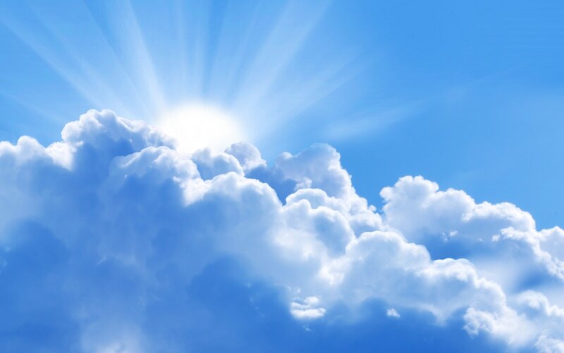 Sun Behind Clouds — Blue, Serene, Morning