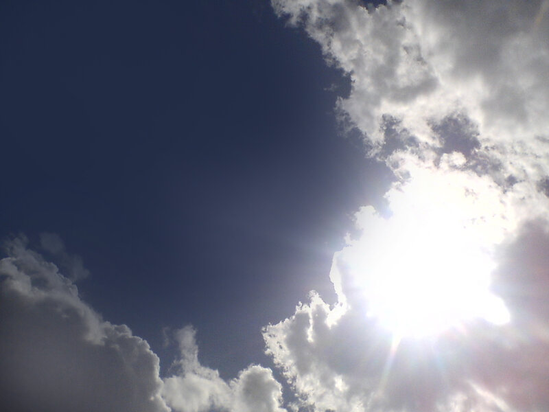 Sun Behind Clouds — Blue, White