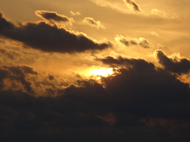 Sun Behind Clouds — Gold, Dramatic, Sunset, Photograph
