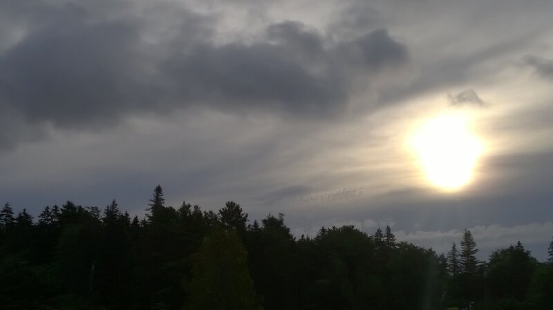 Sun Behind Clouds — Gray, Dramatic, Sunset, Photograph, Trees, Forest