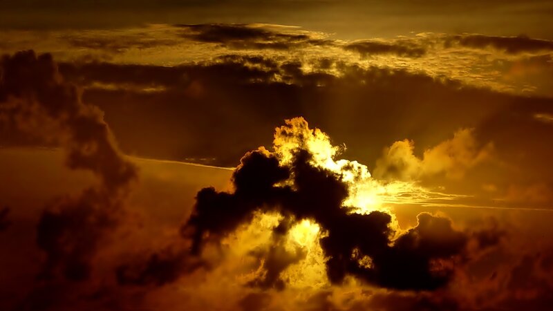 Sun Behind Clouds — Orange, Dramatic, Sunset, Photograph, Sky, Yellow