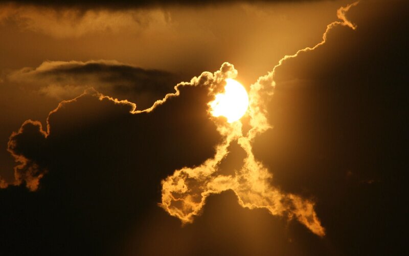 Sun Behind Clouds — Orange, Dramatic, Sunset