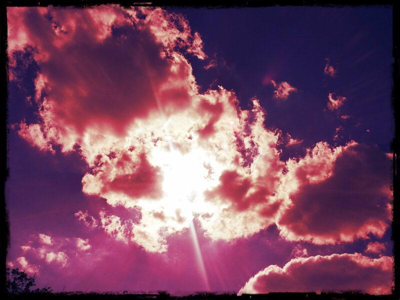 Sun Behind Clouds — Purple, Dramatic, Sunset