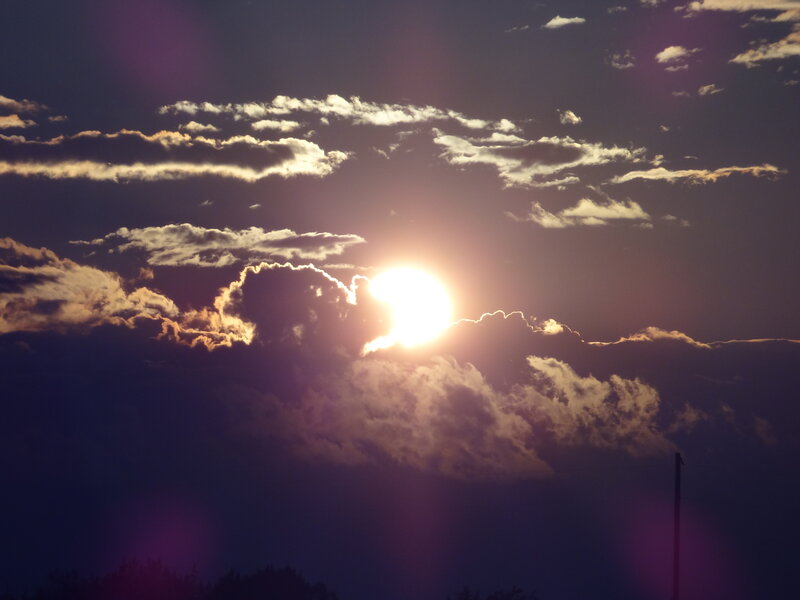 Sun Behind Clouds — Purple, Dramatic