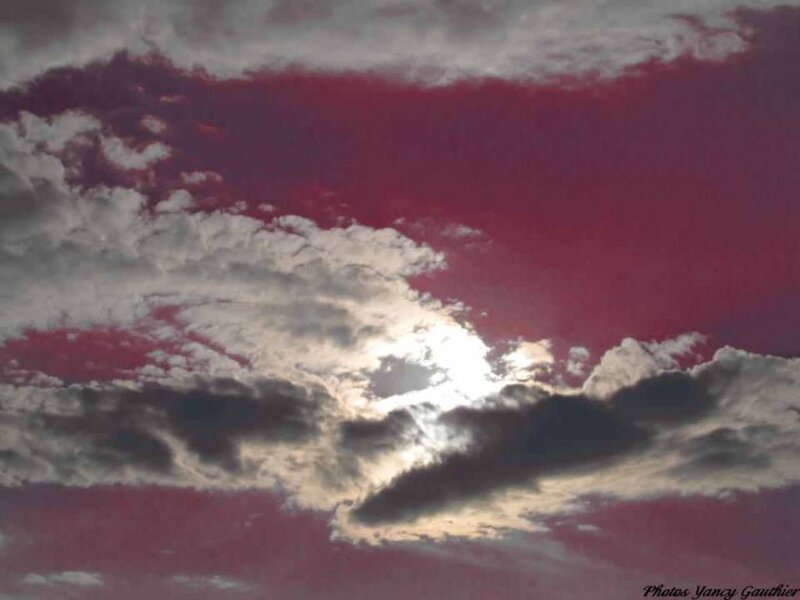 Sun Behind Clouds — Red, Dramatic