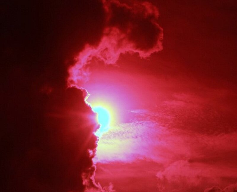 Sun Behind Clouds — Red