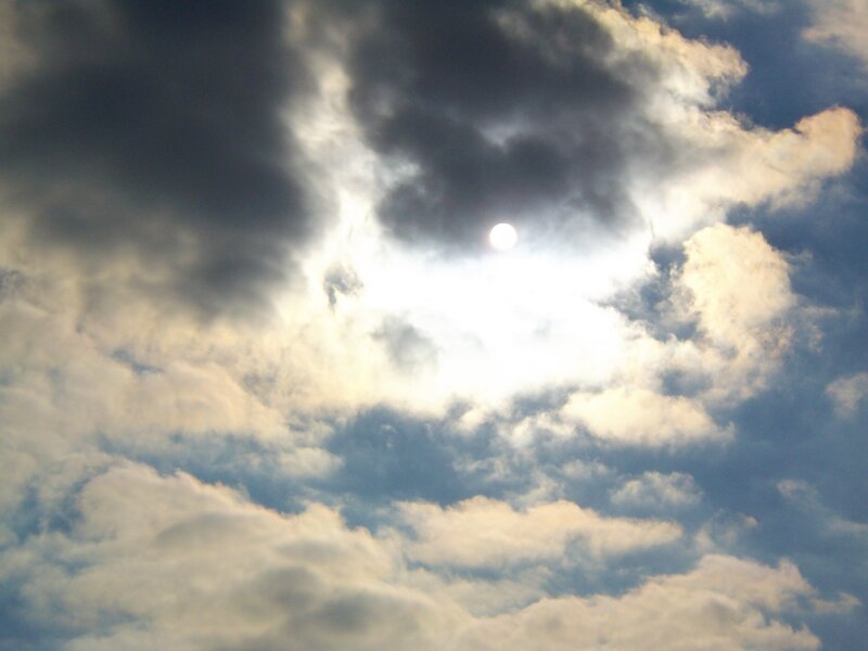 Sun Behind Clouds — White, Dramatic, Photograph, Gray
