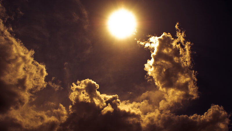 Sun Behind Clouds — Yellow, Black
