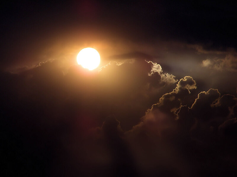 Sun Behind Clouds — Yellow, Dramatic, Night