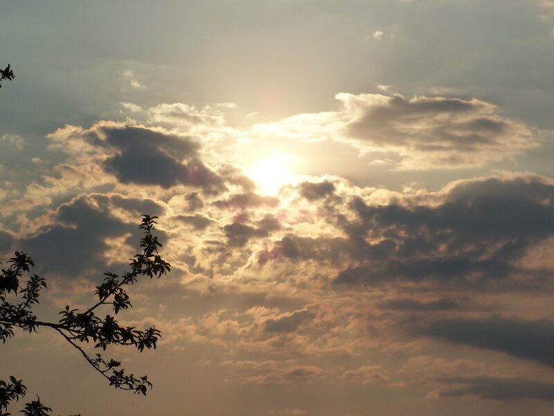 Sun Behind Clouds — Yellow, Dramatic, Sunset, Photograph