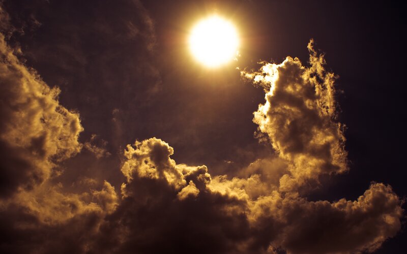 Sun Behind Clouds — Yellow, Sunset
