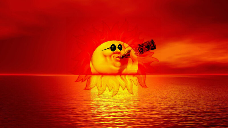 Sun Character Drinking Soda
