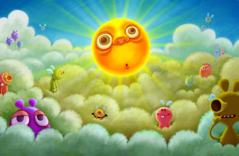 Sun Character in Clouds