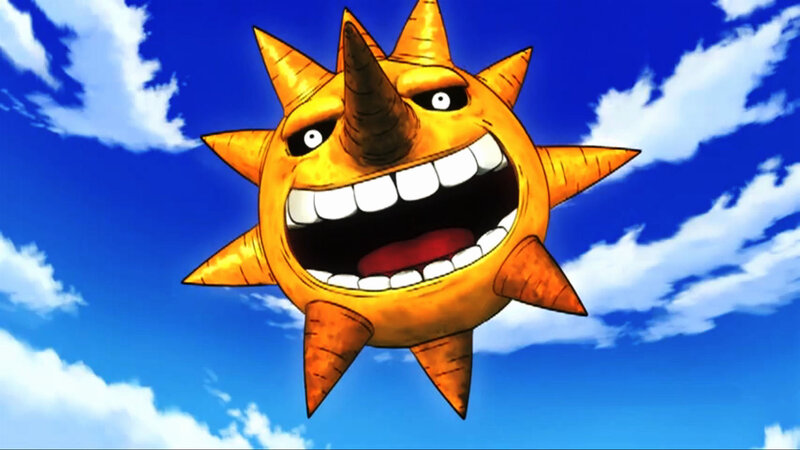 Sun character in the sky