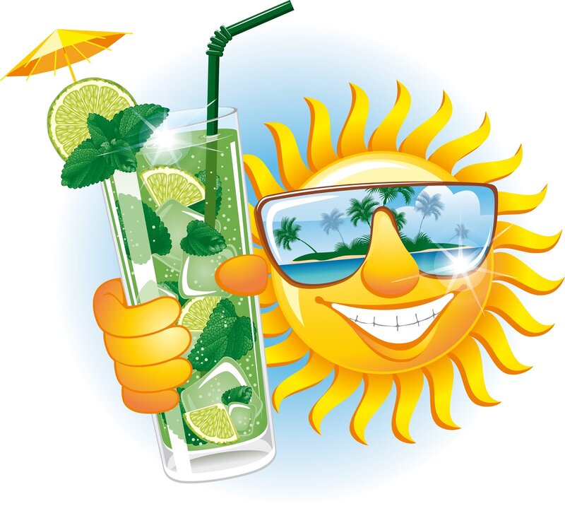 Sun Character with Drink