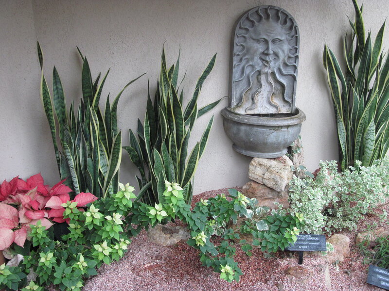 Sun Face Fountain with Plants