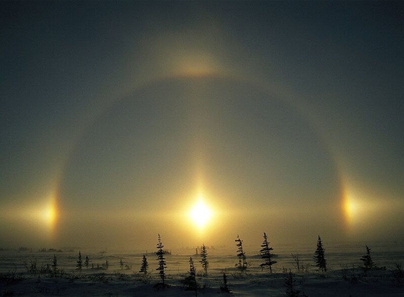 Sun Halo in Snowy Landscape — Yellow