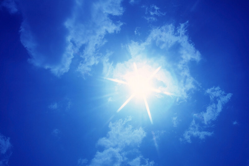 Sun in Blue Sky — Bright, Yellow