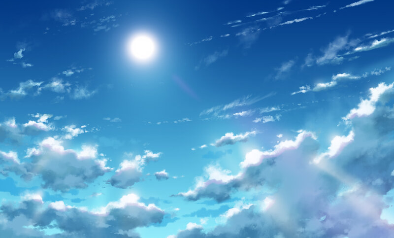 Sun in Blue Sky — Serene, Afternoon, Digital Art