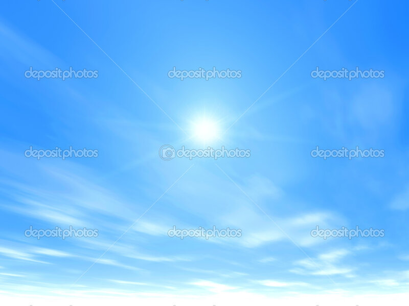 Sun in Blue Sky — Serene, Afternoon, Photograph, Clouds