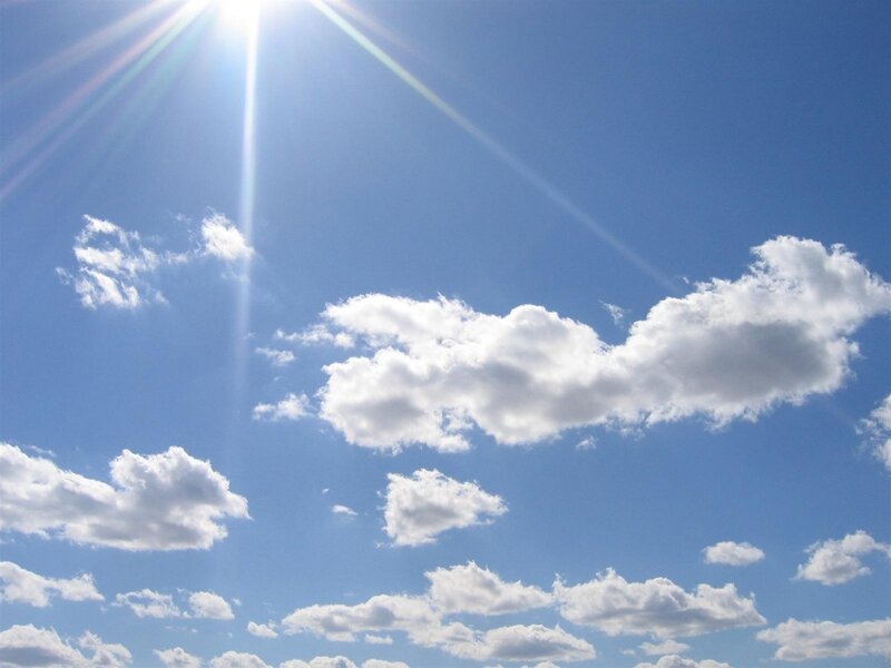 Sun in Blue Sky — Serene, Afternoon, Photograph