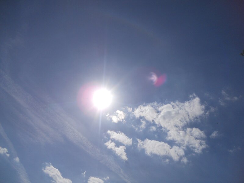 Sun in blue sky with clouds