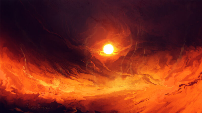 Sun in Fiery Clouds