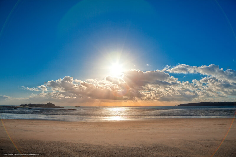 Sun over Beach and Sea