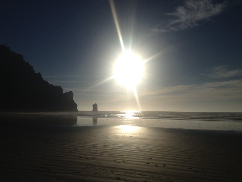 Sun over Beach at Sunset