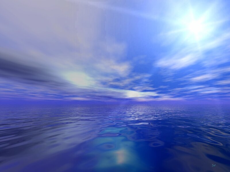 Sun over calm ocean