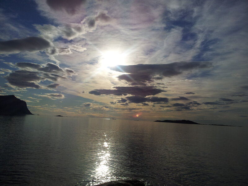Sun over Calm Sea — Blue