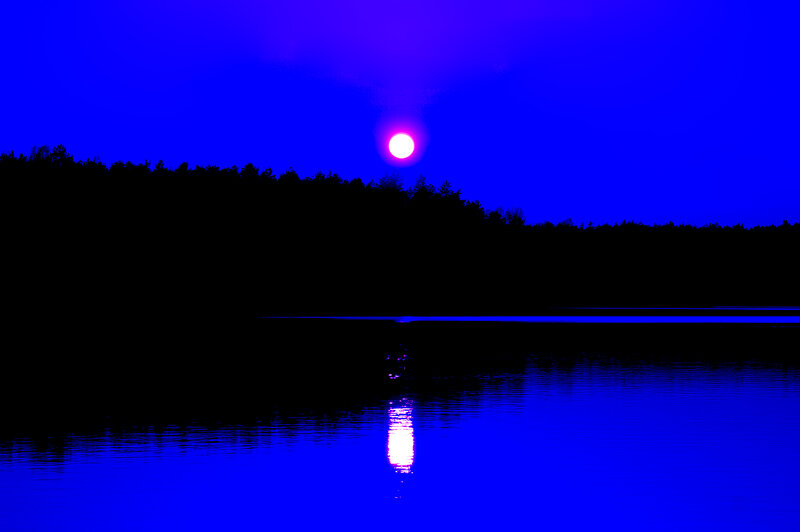 Sun over Lake — Blue, Dramatic, Night