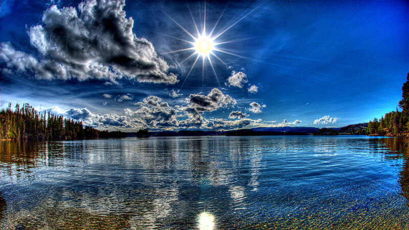 Sun over Lake — Blue, Dramatic
