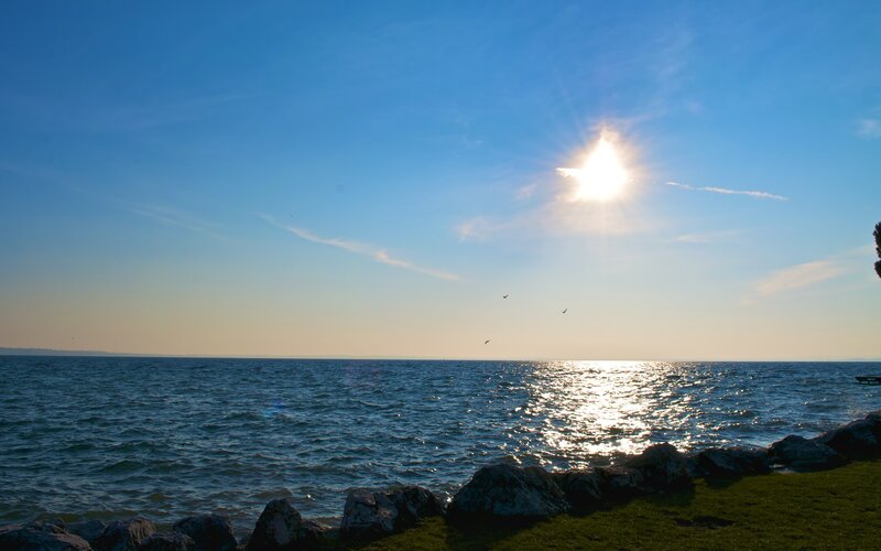 Sun over Lake — Blue